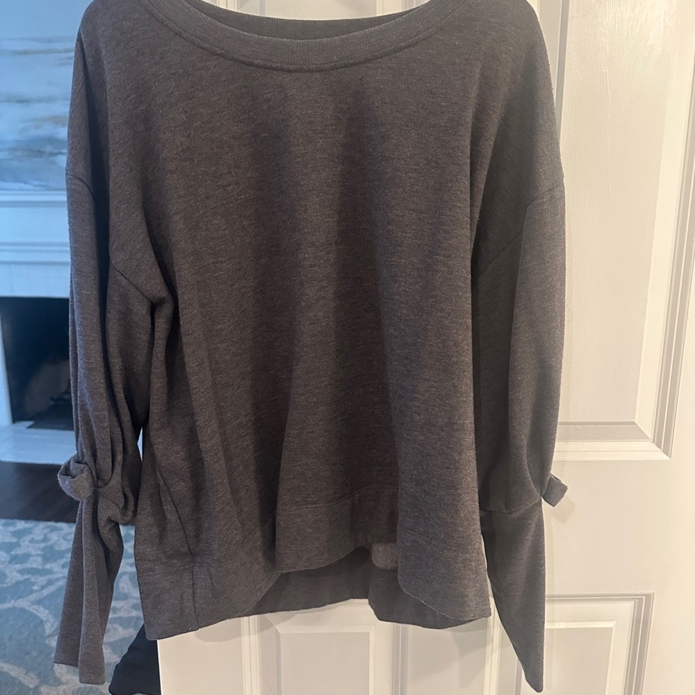 Maeve Dark Gray Sweatshirt with Bow Sleeves